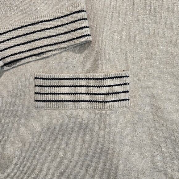 Karl Lagerfeld Paris 3/4 Sleeve V-neck Sparkly Sweater Size M Preppy Old Money - Picture 5 of 10